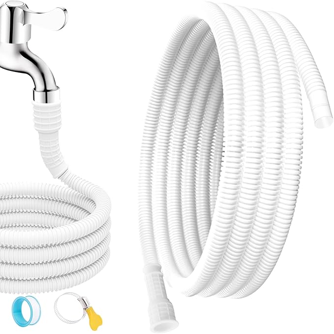 Universal Dehumidifier Drain Hose 10 Feet Air Conditioner Hose with Cut-Table Rubber Adapter Connect Clamp and Teflon Tape, Drain Pipe for Dehumidifiers, Air Conditioners