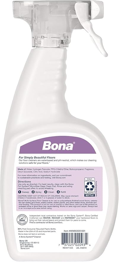 Bona Pet Spray Odor Eliminator, Dog Formulation, 32 fl oz, Safe for Carpeted Areas and Multi-Surface Floors