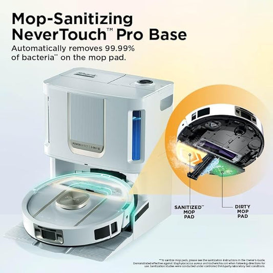 Shark Robot Vacuum & Mop Combo, PowerDetect ThermaCharged NeverTouch Pro, Self-Emptying, Self-Refill with Heated Mop Cleaning, 60-Day Capacity, 30-Day Tank, 6 PowerDetect Technologies, White, AV2900XE
