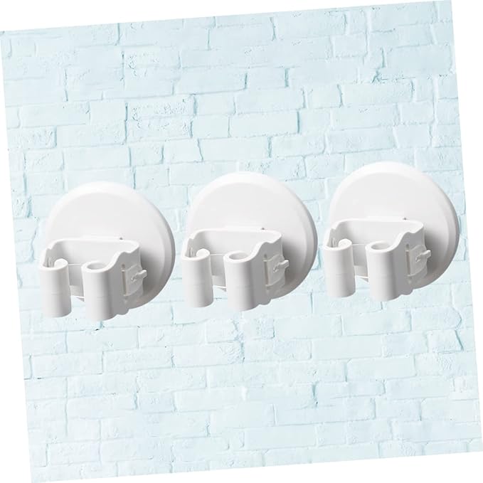Lurrose 2sets Mop Broom Holder Wall-Mounted Suction Clamp No Drilling Storage Solution for Bathroom Kitchen 3pcs*2