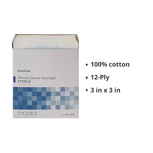 McKesson Woven Gauze Sponges, Sterile, 12-Ply, 100% Cotton, 3 in x 3 in, 40 per Pack, 30 Packs, 1200 Total