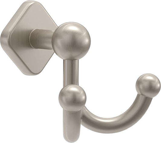 Franklin Brass Gainesville (1-Pack) Towel Hooks Satin Nickel Double Bathroom J Hooks Wall Mounted for Robes & Towels Hand Towel Hook Holder Kitchen, Bathroom Accessories GNV35-SN