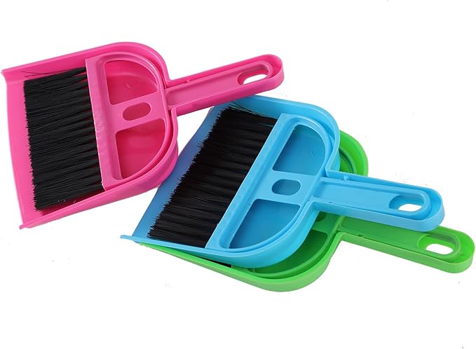 TOPZEA 6 Pack Mini Dust Pan and Brush Set, Mini Hand Broom Dustpan Set Hand Whisk for Table, Desk, Countertop, Keyboard, Cat, Dog and Other Pets