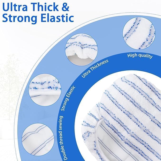 6 Pack Microfiber Mop Pads Covers Replacement Compatible with Oceda,Terry Cloth Mop Refills 15x8 Inch Pads for Wet Dry Hardwood Floor Cleaning, Washable & Reusable Mopping Pads