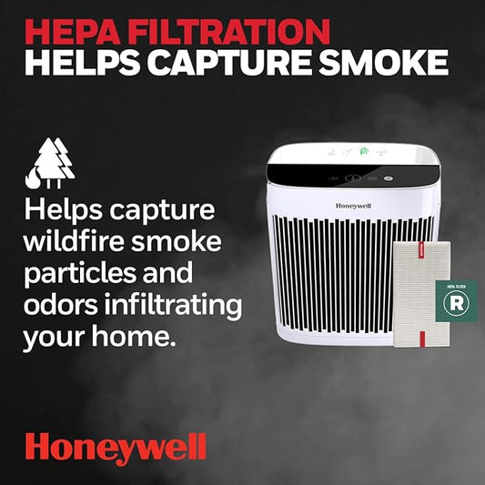 Honeywell HEPA Air Purifier for Home, 938 Ft² Rooms in 1 hour, Turbo Clean, Reduces Allergens, Dust, Pollen, Pet Dander, All Smoke Types, Odors, White, HPA5100W