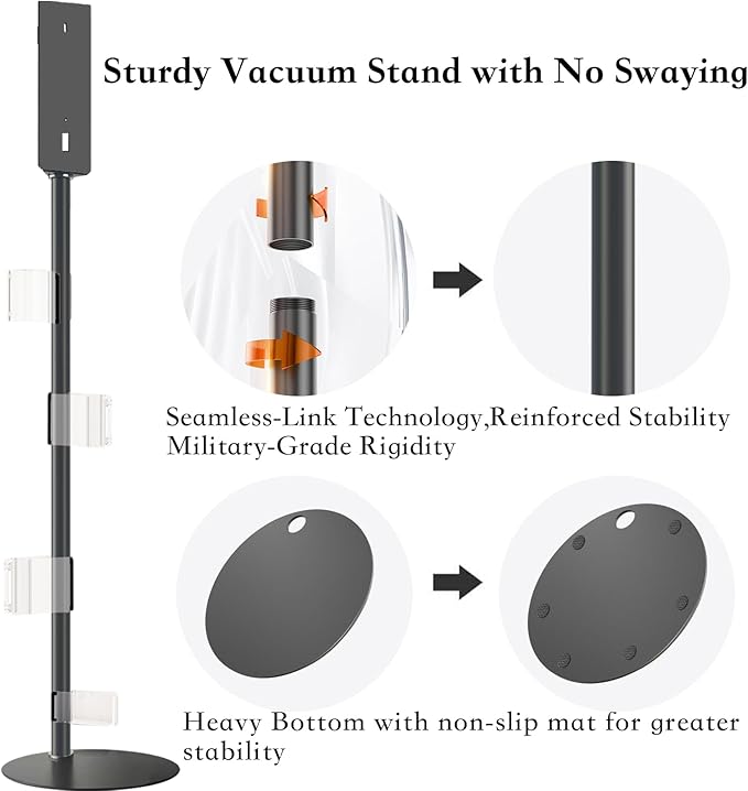 Height-Adjustable Vacuum Stand Compatible with Dyson Gen5/V15/V12/V11/V10/V9/V8/V7 – Solid Metal Storage Bracket with 3 Hooks & 9-Part Organizer, Heavy-Duty Stable Holder