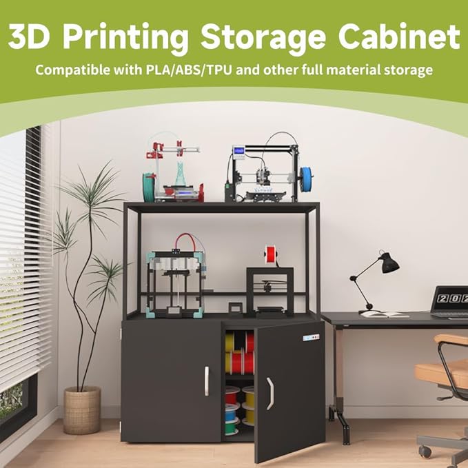 300L 3D Printer Filament Storage Cabinet with Dehumidifier | Industrial Sealed Dehumidifying Cabinet Holds 160 Rolls -Compatible with PLA/ABS/TPU (300L Black)