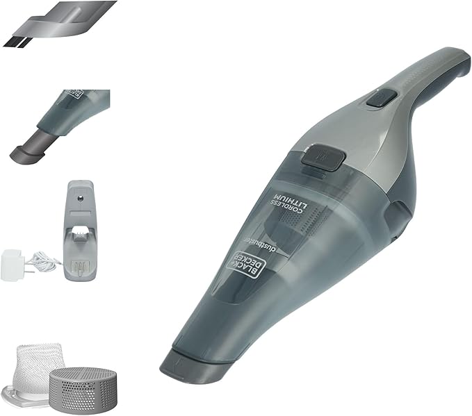 BLACK+DECKER dustbuster Handheld Vacuum, 8V Cordless, Hand Vacuum for Quick Cleanup with Crevice Tool and Washable Filter (HNVC220BCZ01)
