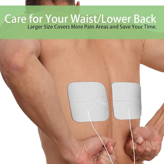 4X4" Large TENS Unit Replacement Pads for Waist and Lower Back Pain Relief Thicked TENS Unit Pads Self-Adhesive Electrode Pads Compatible with TENS 7000, AUVON TENS- 6 PCS
