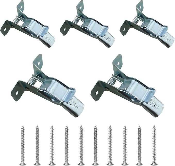 TAODAN 5PCS 2.65 Inch Silver Metal Wall Mounted Spring Clip Organiser Garage Storage Rack Broom Mop Holder Hardware Tool