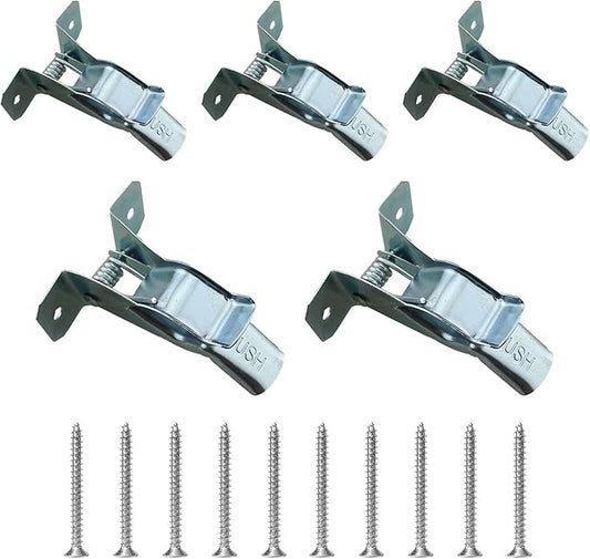 TAODAN 5PCS 2.65 Inch Silver Metal Wall Mounted Spring Clip Organiser Garage Storage Rack Broom Mop Holder Hardware Tool