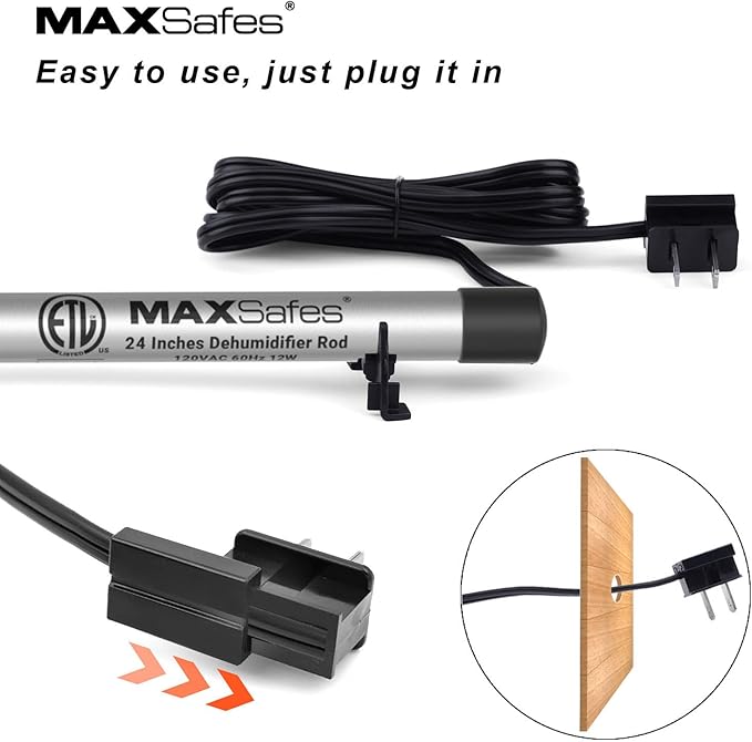 Gun Safe Dehumidifier Rod, Dry Rod - Easy Installation Plug-in Electric Dehumidifier Eliminates Moisture for Gun Safes & Cabinets, ETL Approved (24in)