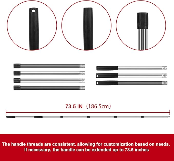 Broom and Dustpan Set, Large Household Broom with Dustpan Combo Set, 55 Inch Long Handle, Red Dust Pan Combo Set for Home