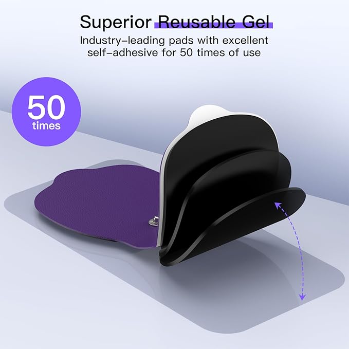 Tens Unit Wireless Electrode Pads, Replacement Electrode Pads with Standard 3.5mm Snap-on Connectors (4PCS/Set) (Purple)