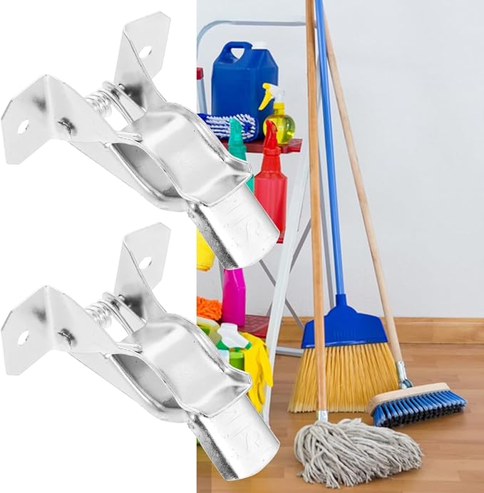 Uonlytech 10Pcs Mop and Broom Holder Wall Mounted Organizer with Grippers for Home Storage Kitchen Bathroom Garage Space Saving
