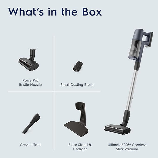 Electrolux Ultimate600 Cordless Stick Vacuum with PowerPro Bristle Nozzle and Larger Dust Bin Capacity, 50-Minute Run Time, 3 Power Modes, Denim Blue