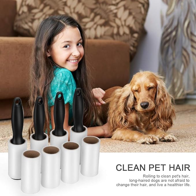 480 Sheet Extra Sticky Lint Roller - Pet Hair Remover for Clothes - 4 Handles + 8 Refills Pack