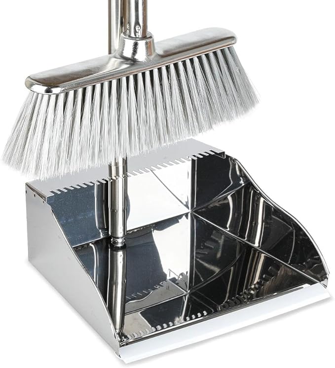 Indoor Soft Bristles Broom and Dustpan Angle Sweeping Dustpan and Broom with Long Handle for Kitchen Hardwood Floor Cleaning (Broom and Dustpan)