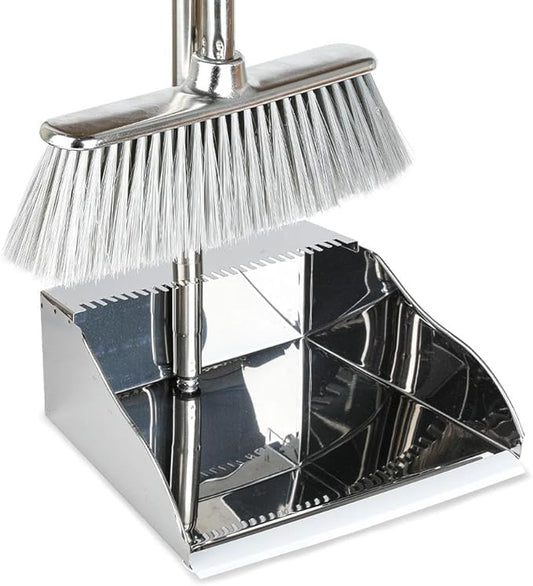 Indoor Soft Bristles Broom and Dustpan Angle Sweeping Dustpan and Broom with Long Handle for Kitchen Hardwood Floor Cleaning (Broom and Dustpan)