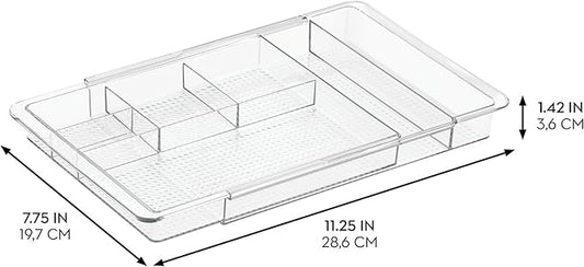 iDesign Expandable Vanity Drawer Organizer, The Clarity Collection – 11.25” to 18.5”, Clear