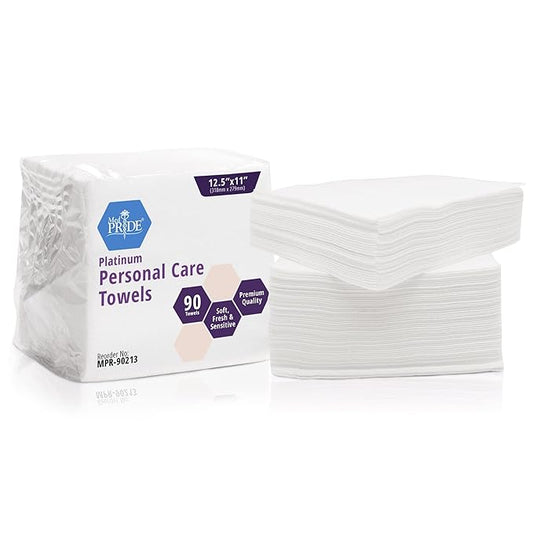 MED PRIDE Ultra Soft Disposable Medical Paper Towels, Dry Cloths for Your Body, Disposable Hospital Wash Cloths, Unscented, 12.5''X11'', 90 Pack