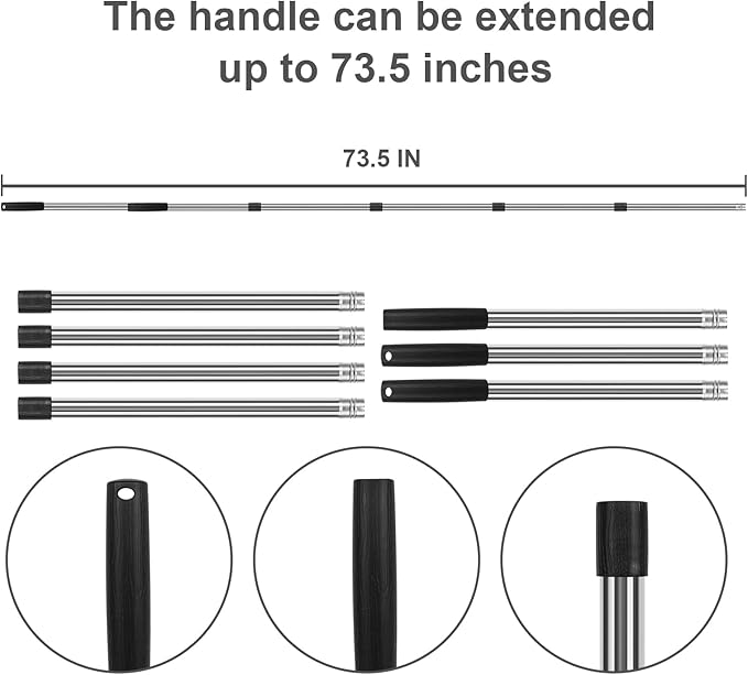 Broom and Dustpan Set, Large Household Broom with Dustpan Combo Set, 55" Long Handle Black Dust Pan Kit for Kitchen Lobby Office Indoor Outdoor