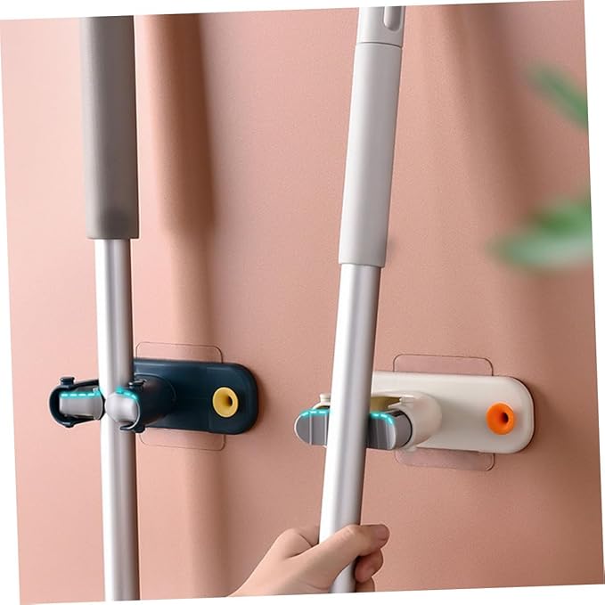 4pcs Hook Rack Mop Clip Broom Organizer Heat-Resistant Mop Hanger Wall Mount Cleaning Tools