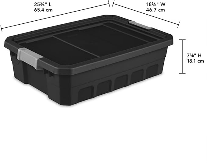 Sterilite 12-Pack Plastic Storage Bins with Lids, Stackable Containers, 10 Gallon, Black