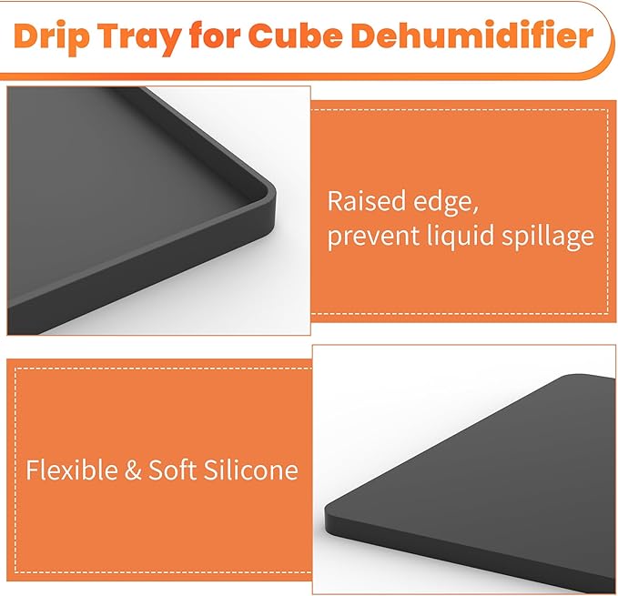 GCGOODS Drip Tray Compatible with Midea Cube Dehumidifier, Silicone Mat with Raised Edge Prevent Liquid Spillage, Cube Dehumidifier Accessories, Protect Floor & Prevent Leakage