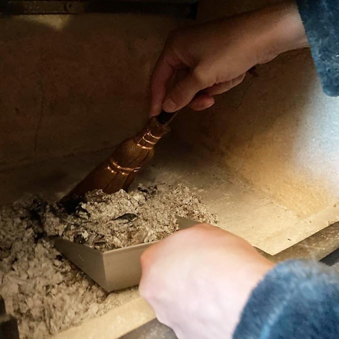 Mini Metal Dustpan and Brush Set Natural Bristle Hand Broom for Fireplace Woodstove