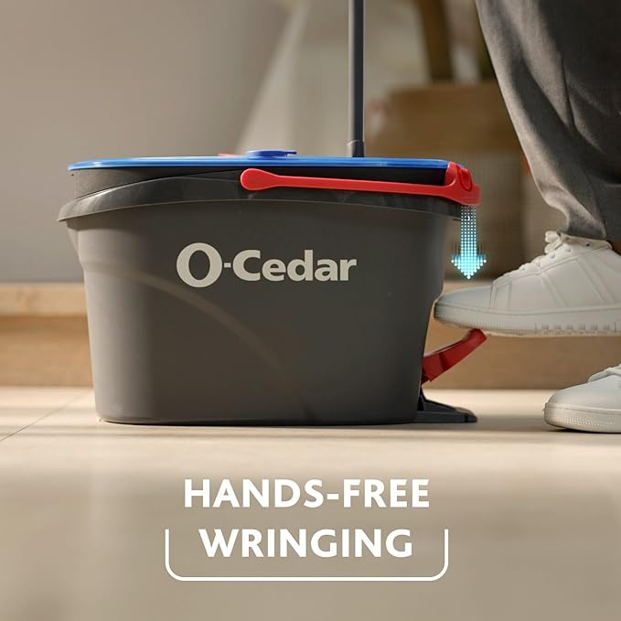 O-Cedar EasyWring RinseClean Microfiber Spin Mop & Bucket Floor Cleaning System with 1 Extra Refill with Citrus and Lavender Pacs (Variety Pack)