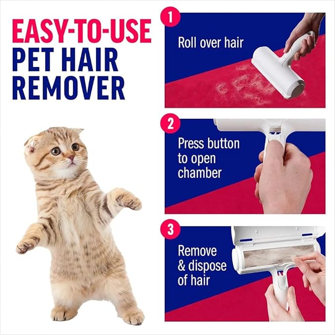 Dog/Cat Hair Roller Remover [Reinforced Handle], Reusable Lint Roller - for Couch, Carpet, Clothing & Bedding
