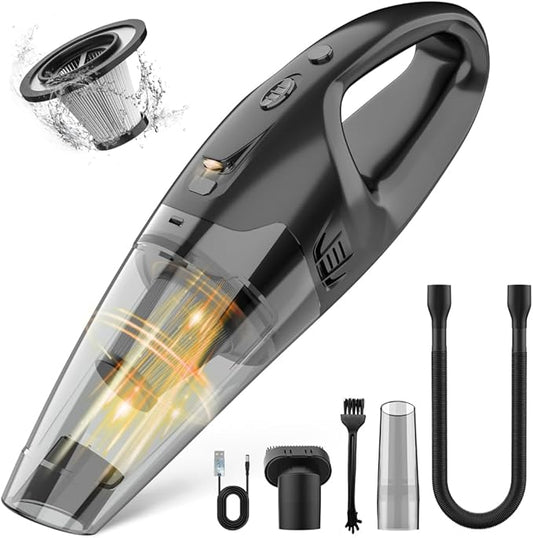 Handheld Vacuum Cordless | Car Vacuum Portable Cordless 650mL Washable Dustbin | 25-Min Runtime Rechargeable Hand Held Vacuum 8000Pa Powerful Suction