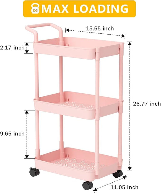 Diaper Caddy - Plastic Diaper Organizer for Nursery Essentials, Baby Organizers and Storage, Movable Cart for Changing Table & Crib, Baby Registry Search, Pink