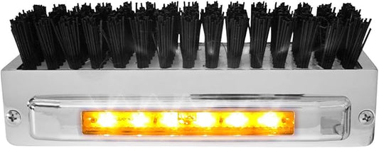 GG Grand General Chrome Aluminum 7-1/2" (L) x 2-5/8" (H) x 3" (D) Boot Caddies, Black Brush w/Amber/Amber LED