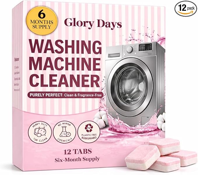 Washing Machine Cleaning Tablets – Odor Remover and Descaler Tabs – Non-Toxic, Eco-Friendly, Biodegradable Washer Cleaner Tablets for HE, Front Load & Top Load Machines (6-Month Supply)