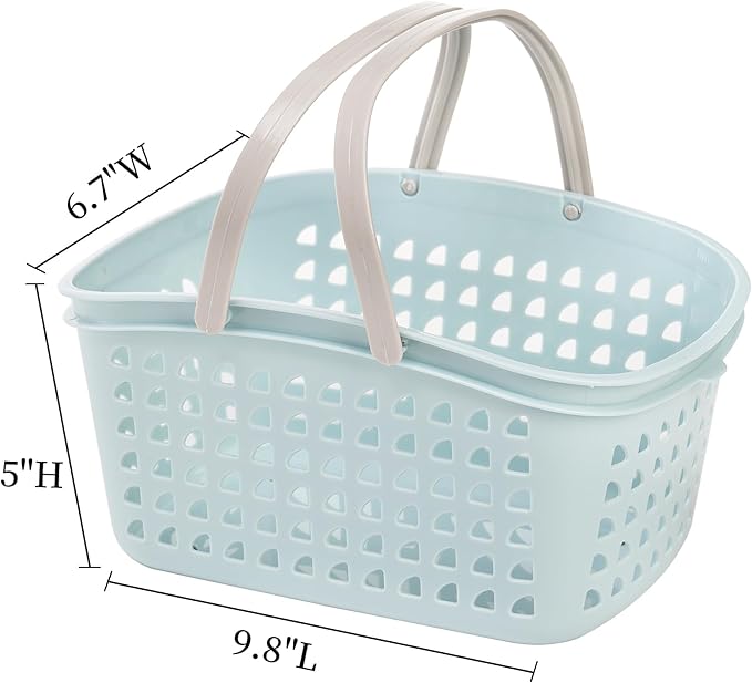 Lyellfe 4 Pack Shower Caddy Basket, Portable Storage Basket with Dual Handle, Stackable Plastic Caddy Organizer Bin for Campers, Bathroom, Dorm