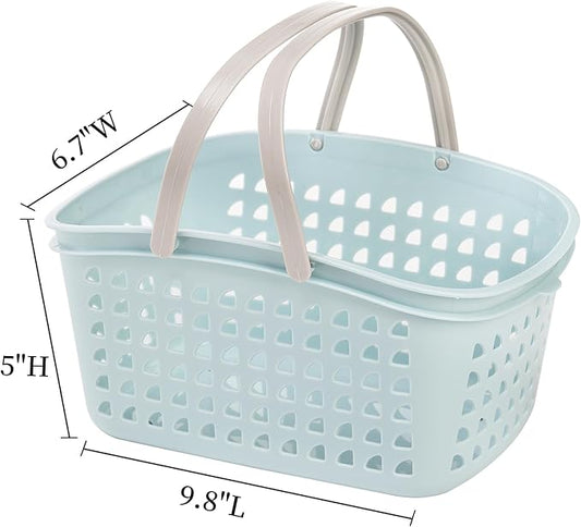 Lyellfe 4 Pack Shower Caddy Basket, Portable Storage Basket with Dual Handle, Stackable Plastic Caddy Organizer Bin for Campers, Bathroom, Dorm