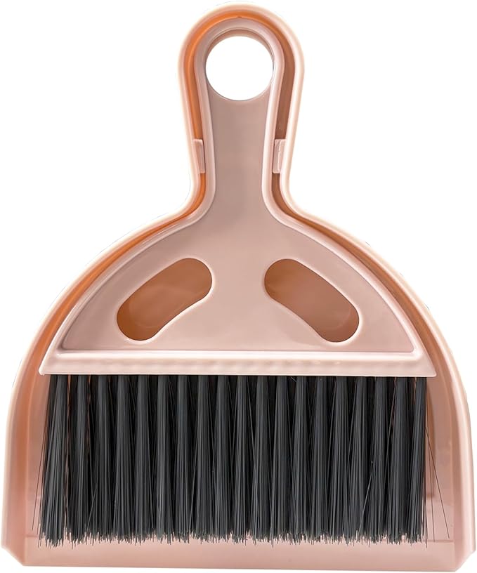 Mini Broom and Dustpan Set Small Broom with Dustpan Combo Set Portable Cleaning Tools for Home Office RV Learning Camping (Pink)
