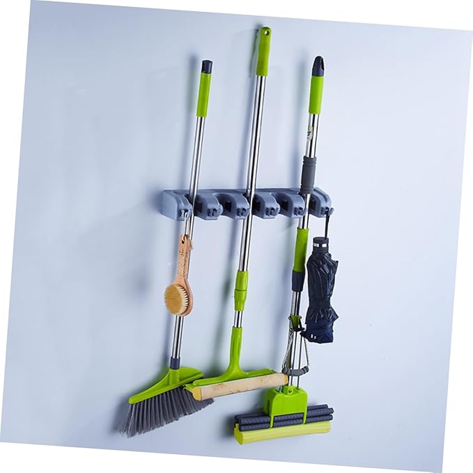 Mobestech Wall-mounted Mop Stand Bathroom Organizers for Holders Hook Wall Storage Organizer Kitchen Mop Broom Holder Over The Door Organizer Wall Mounted Storage Tool Storage Rack Blue