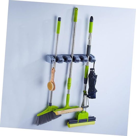 Mobestech Wall-mounted Mop Stand Bathroom Organizers for Holders Hook Wall Storage Organizer Kitchen Mop Broom Holder Over The Door Organizer Wall Mounted Storage Tool Storage Rack Blue