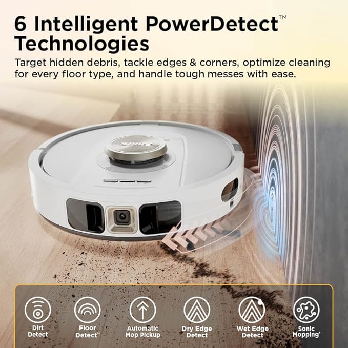 Shark Robot Vacuum & Mop Combo, PowerDetect ThermaCharged NeverTouch Pro, Self-Emptying, Self-Refill with Heated Mop Cleaning, 60-Day Capacity, 30-Day Tank, 6 PowerDetect Technologies, White, AV2900XE