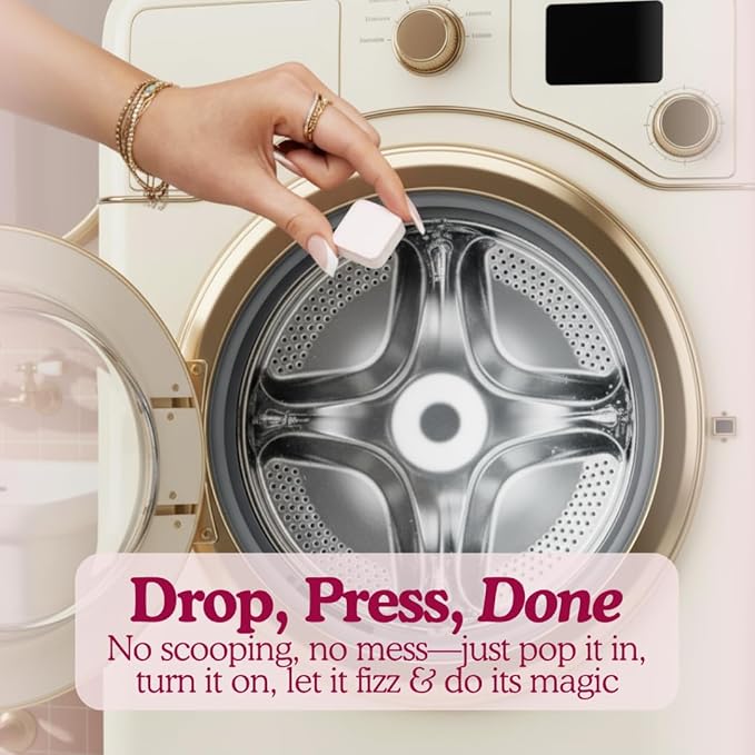 Washing Machine Cleaning Tablets – Odor Remover and Descaler Tabs – Non-Toxic, Eco-Friendly, Biodegradable Washer Cleaner Tablets for HE, Front Load & Top Load Machines (12-Month Supply)