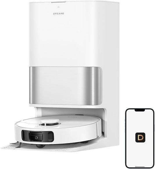 DREAME D30 Ultra Robot Vacuum and Mop, 25,000Pa Powerful Suction, All-in-One Base Station with 100 Days Auto-Empty, MopExtend Tech for Edge Cleaning, Smart Obstacle Avoidance, White