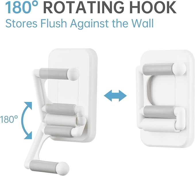 NiHome Multi-Use Wall Mounted Mop Holders 4PCS for Mops, Brooms, Tools, Umbrellas, Kitchen & Bathroom Supplies, Space-Saving Broom Holder with 180° Rotating Design, Self-Adhesive No-Drill Installation