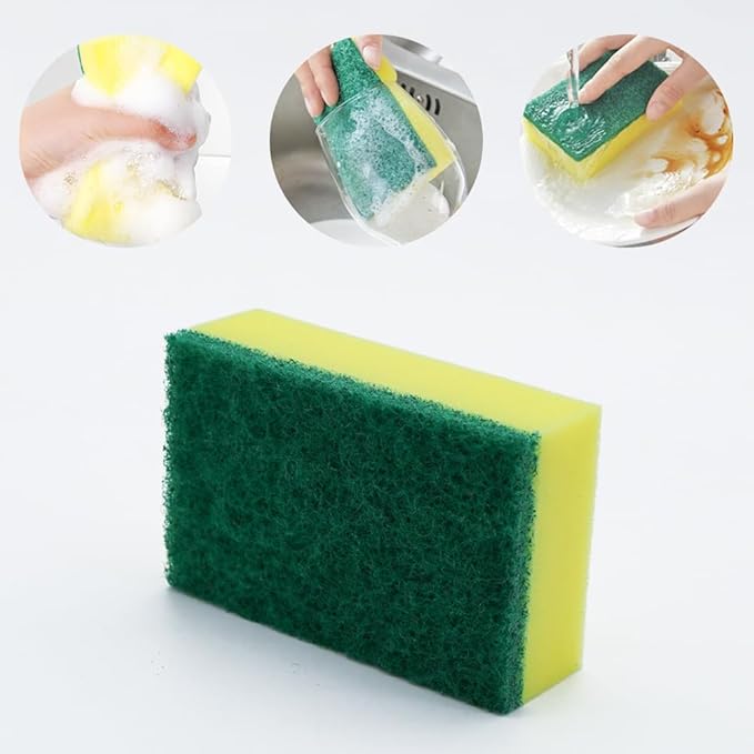 Kitchen Cleaning Sponge,Heavy Duty,Non-Scratch,High Density and for Multi-Surface Use (Homes & Offices) - 6 Pack (Yellow/Green)