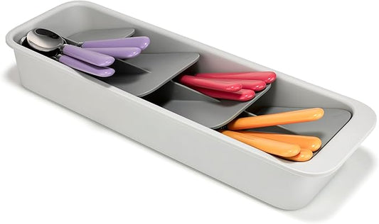 Joseph Joseph DrawerStore Compact Tiered Flatware Cutlery Kitchen Drawer Organizer, Disassembles for Easy Cleaning, Recycled Plastic