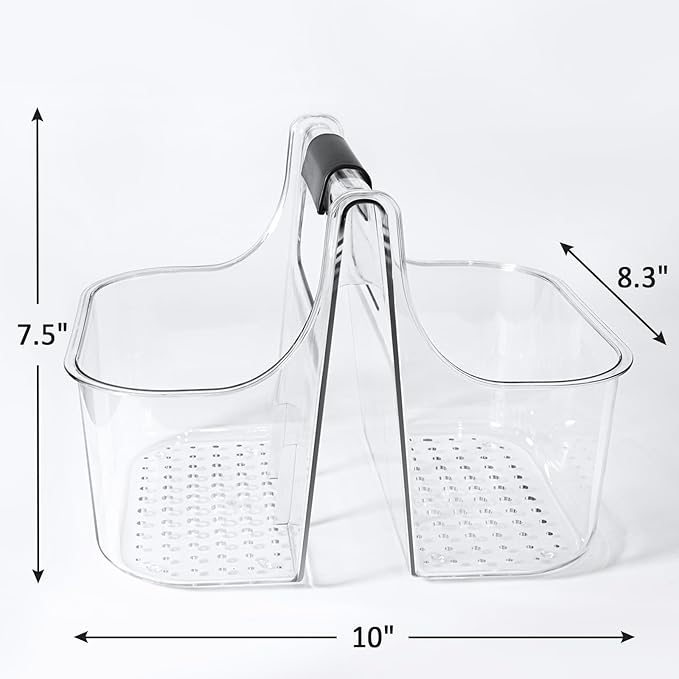 tutata Clear Caddy Organizer with Handle, Shower Caddy, Stackable Plastic Bin Basket for Bathroom, Shower, Craft organizer