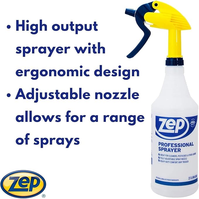 Zep Streak-Free Glass Cleaner 1 Gal (Case of 4) Professional Sprayer Bottle (Case of 12) - ZU1120128 - Ammonia Based Professional Grade Formula