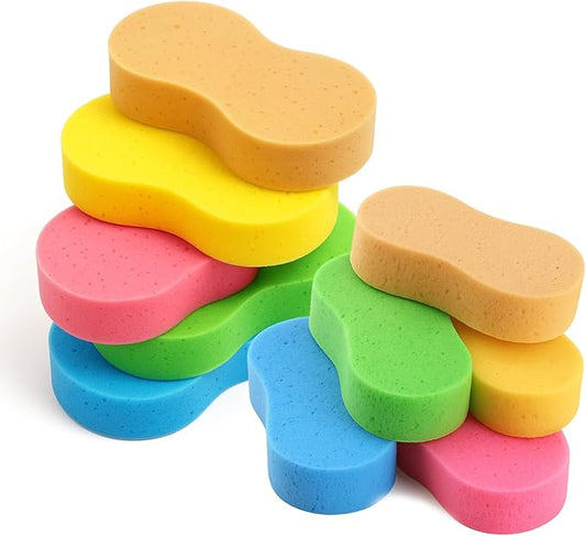 10 Pack Large Car Wash Sponges Non-Scratch Sponges for Auto, Truck, RV, Boat Cleaning Thick Foam for Kitchen, Bathroom, Household (Large & Standard)